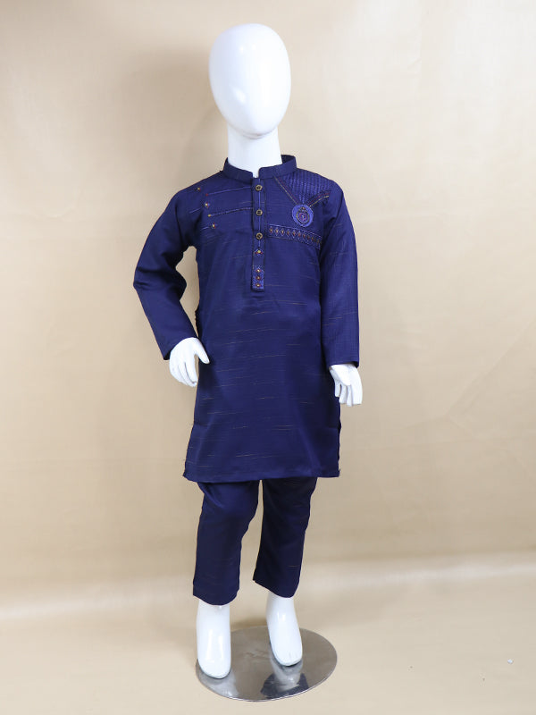 BKS04 AG Boys Kurta Pajama Suit 2Yrs - 14Yrs Multi Embroidery Dark Blue