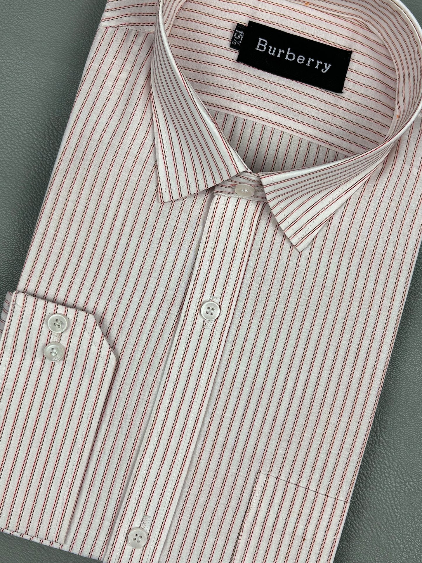 Red Pencil Lines Formal Dress Shirt For Men MFS187