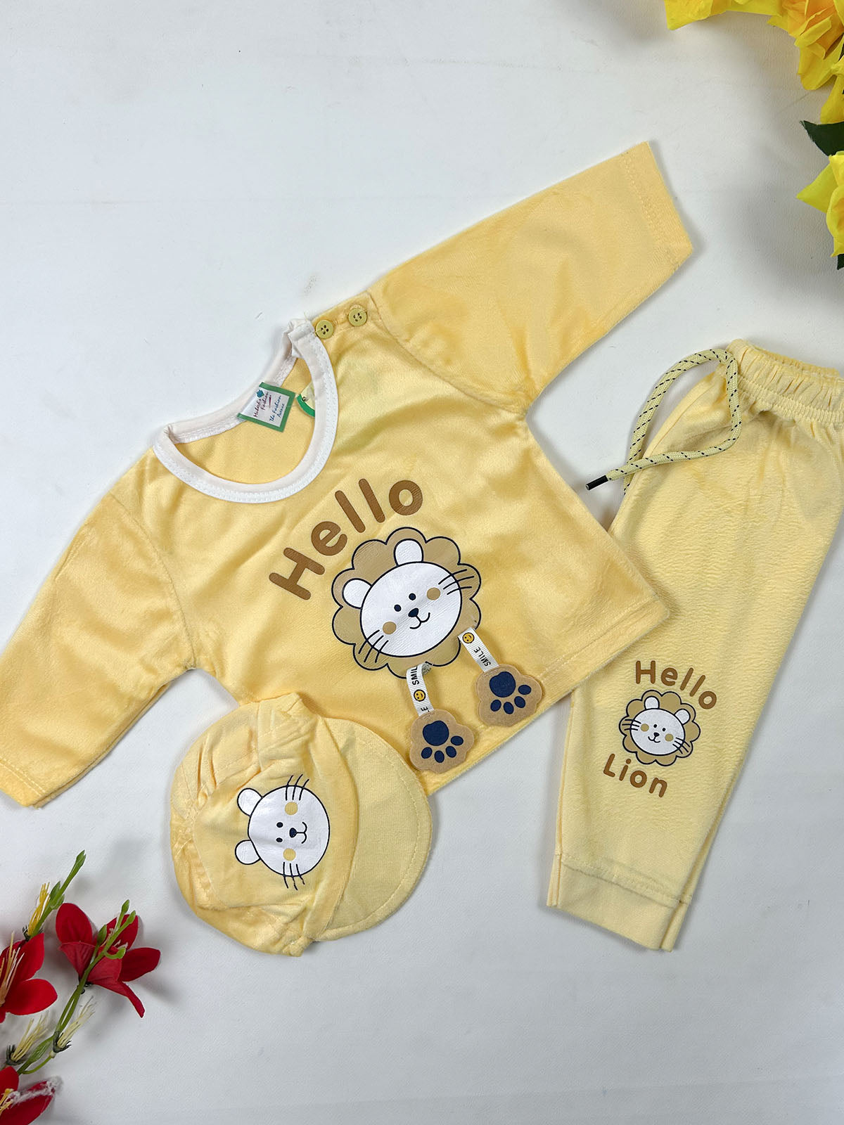 0Mth - 3Mth Yellow Hello Baba Suit For Newborn NBS829