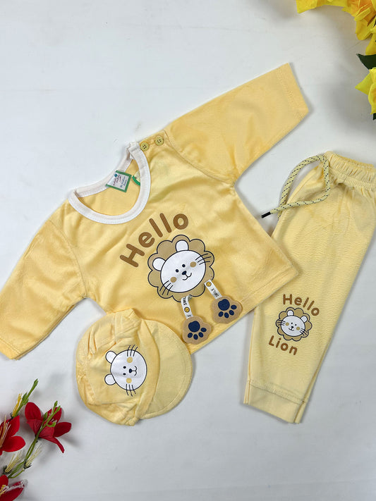 0Mth - 3Mth Yellow Hello Baba Suit For Newborn NBS829