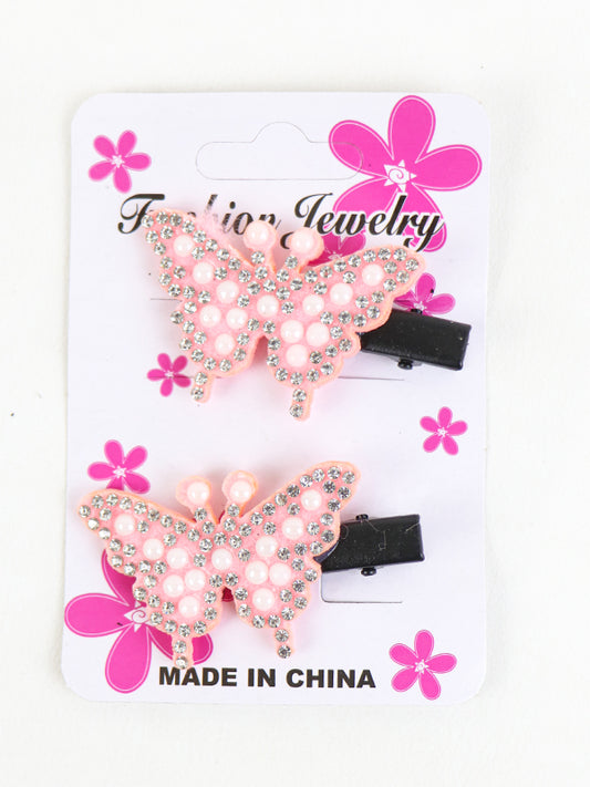 Pack of 2 Fancy Hairpins For Girls Butterfly - Light Pink