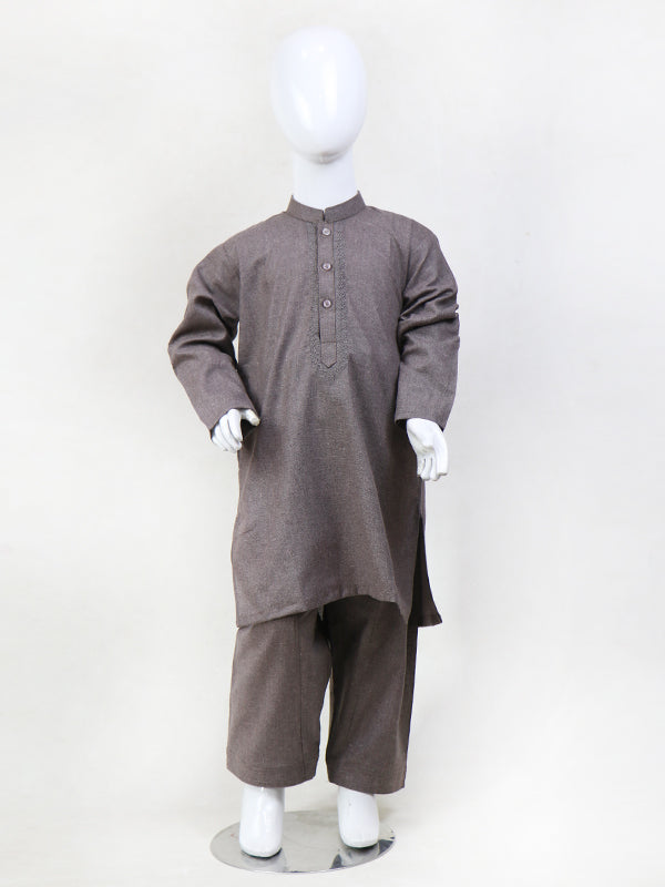BKS12 Boys Kameez Shalwar Suit 5Yrs - 14Yrs 04 Brown Shade