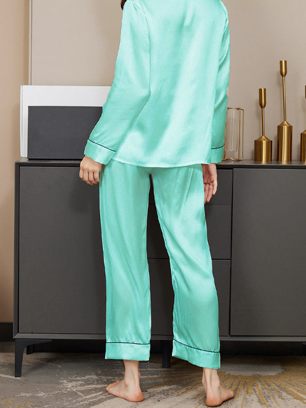 Light Cyan Plain Silk Night Suit For Womens/Girls WNS03