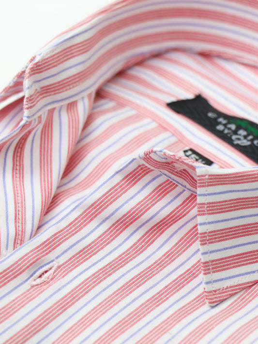 Z Men's Formal Dress Shirt Pink Stripes