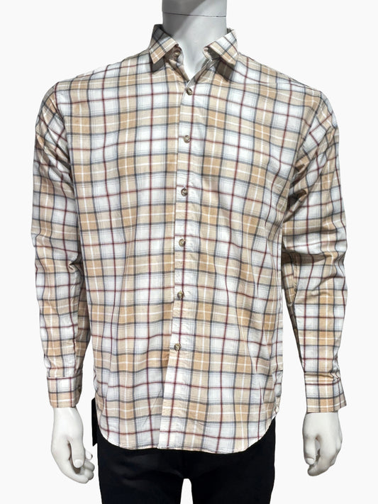 Light Brown Checks Casual Shirt For Men MCS89