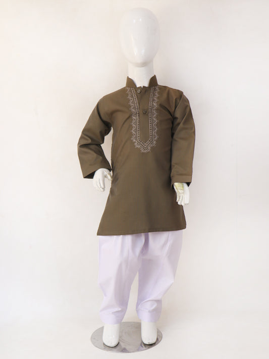 BKS14 Boys Shalwar Kameez Suit 2Yrs - 14Yrs Brown