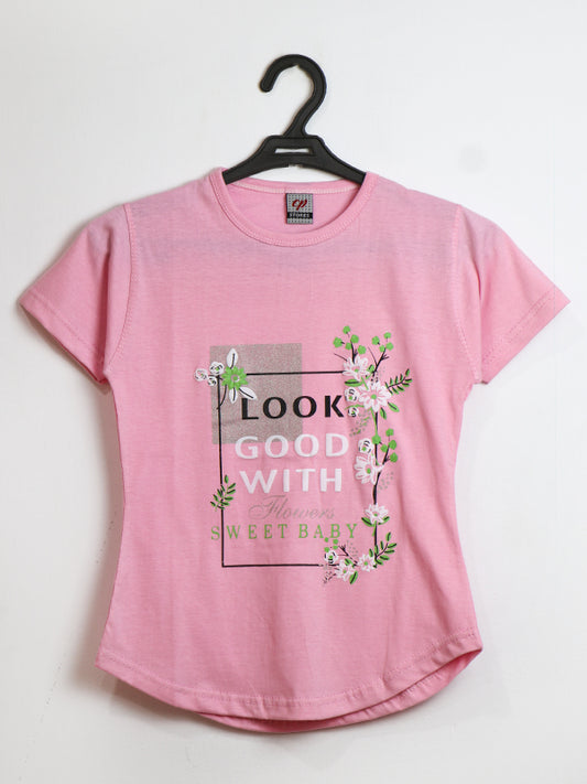 GTS11 M Girls T-Shirt 4Yrs - 7Yrs Look Good Pink