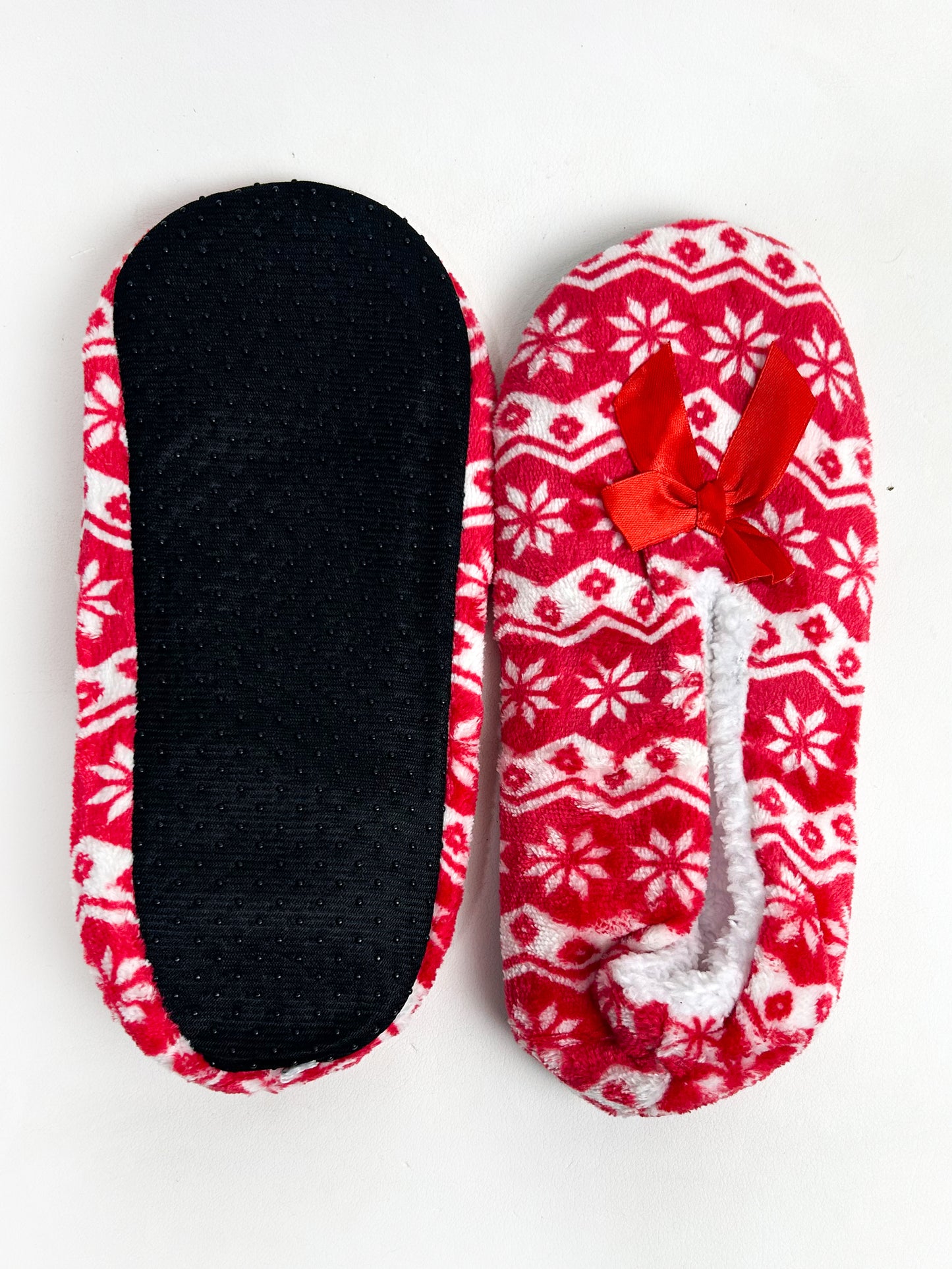 Red Fuzzy Slipper Socks FSS14