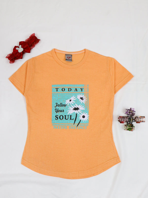 1 Yrs - 4 Yrs Soul Light Orange T-Shirt For Girls MZ GTS13