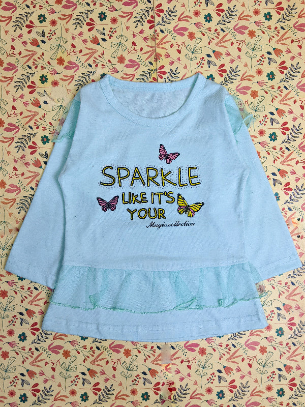 2Yrs - 7Yrs Sparkle Light Blue T-Shirt For Girls SK GTS15