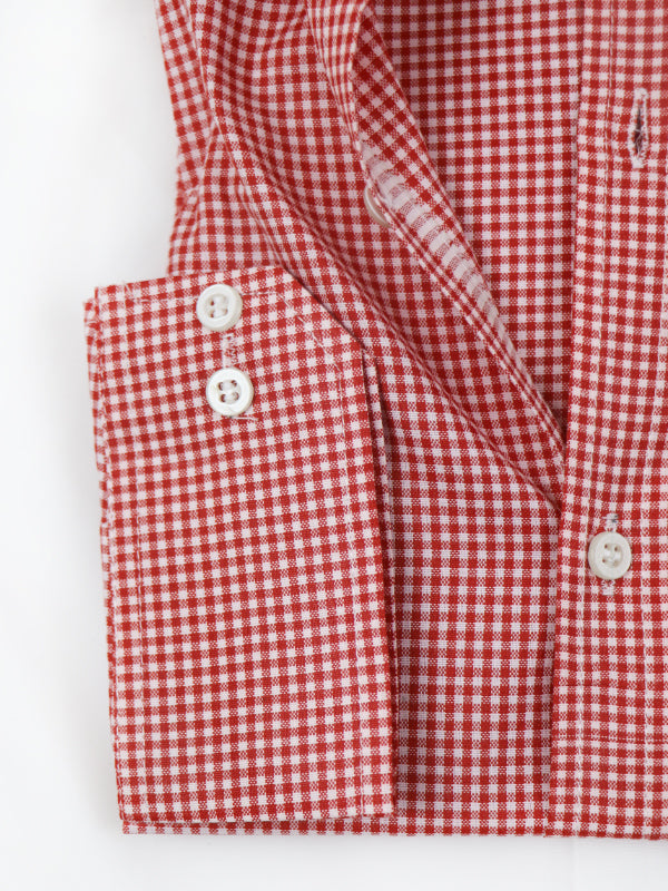 MFS47 AZ Men's Formal Dress Shirt Red Small Checks
