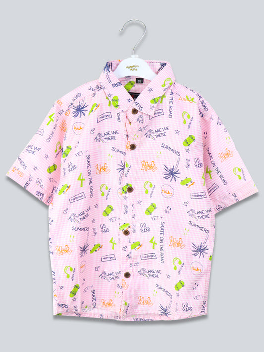 NB Boys Casual Shirt 3Yrs- 13Yrs Printed Summers Baby Pink