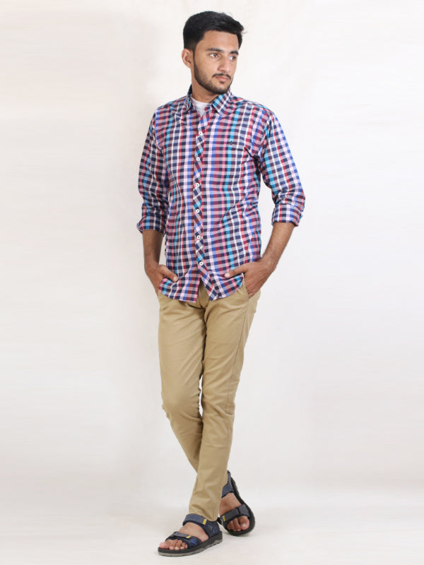 MCS07 AZ Men's Cotton Casual Shirt Multi Checks