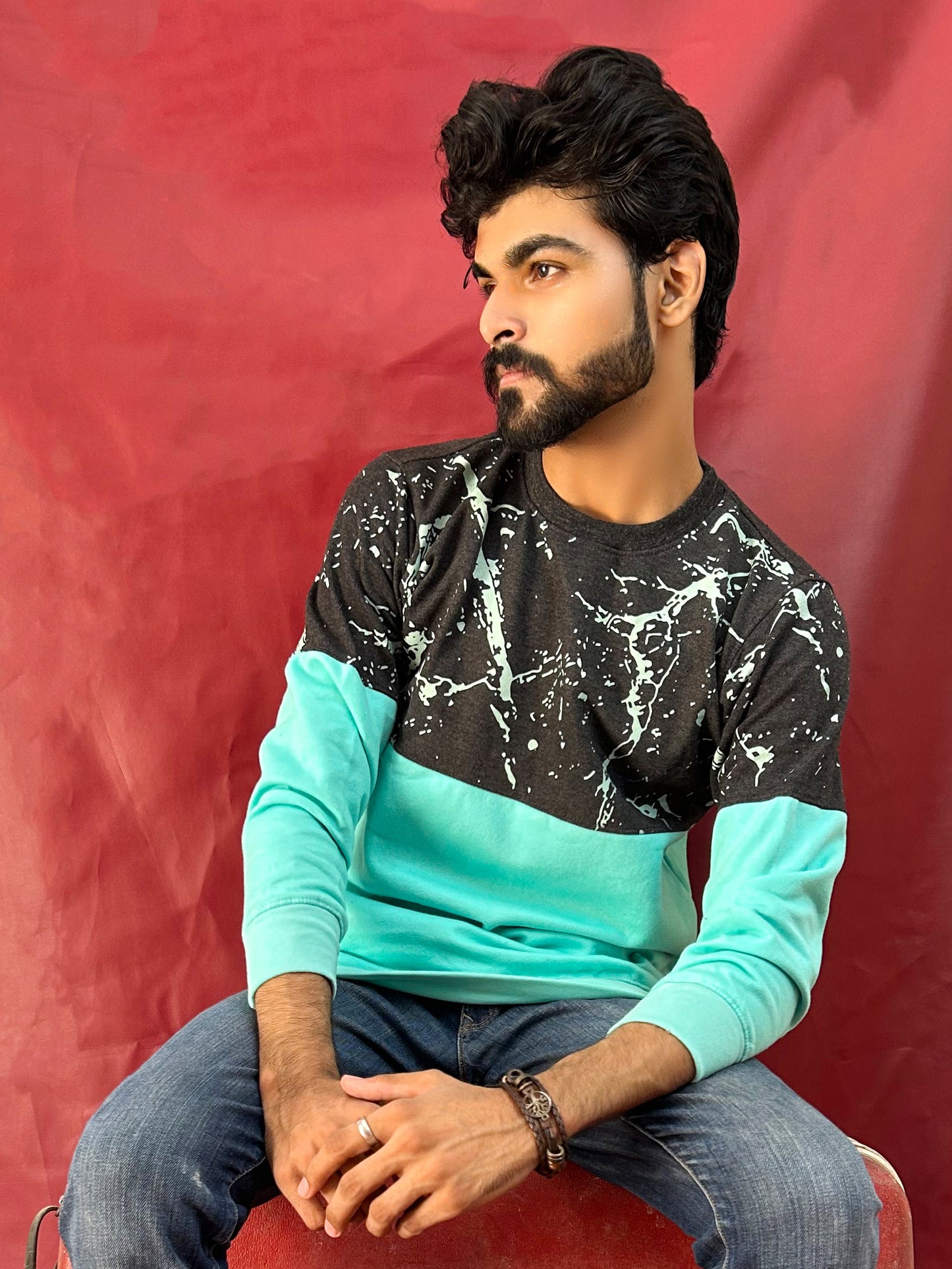 Turquoise RBK Sweatshirt For Men's SN MSS07