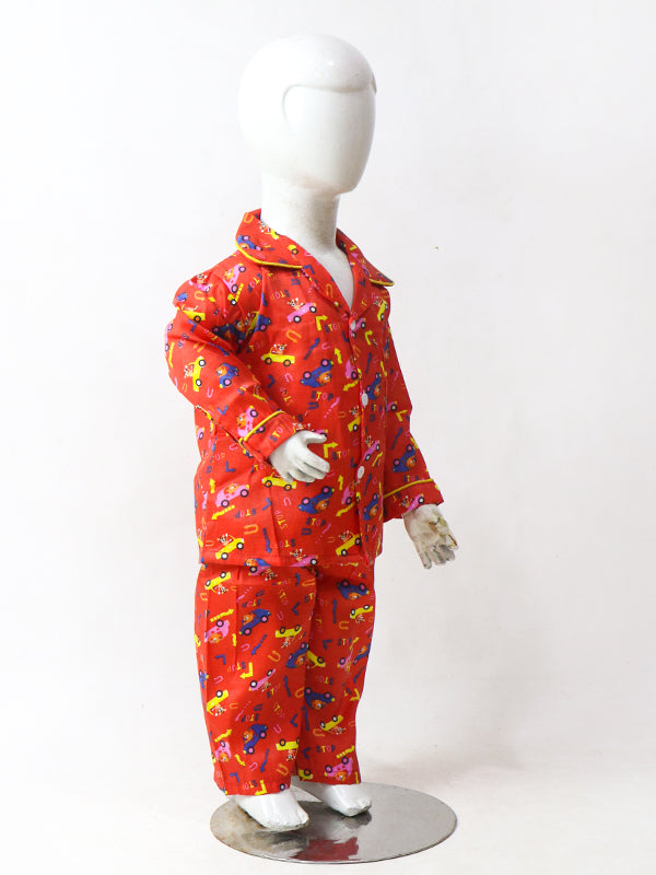 1Yrs - 5Yrs Car Red Cotton Night Suit For Kids NG BNS03