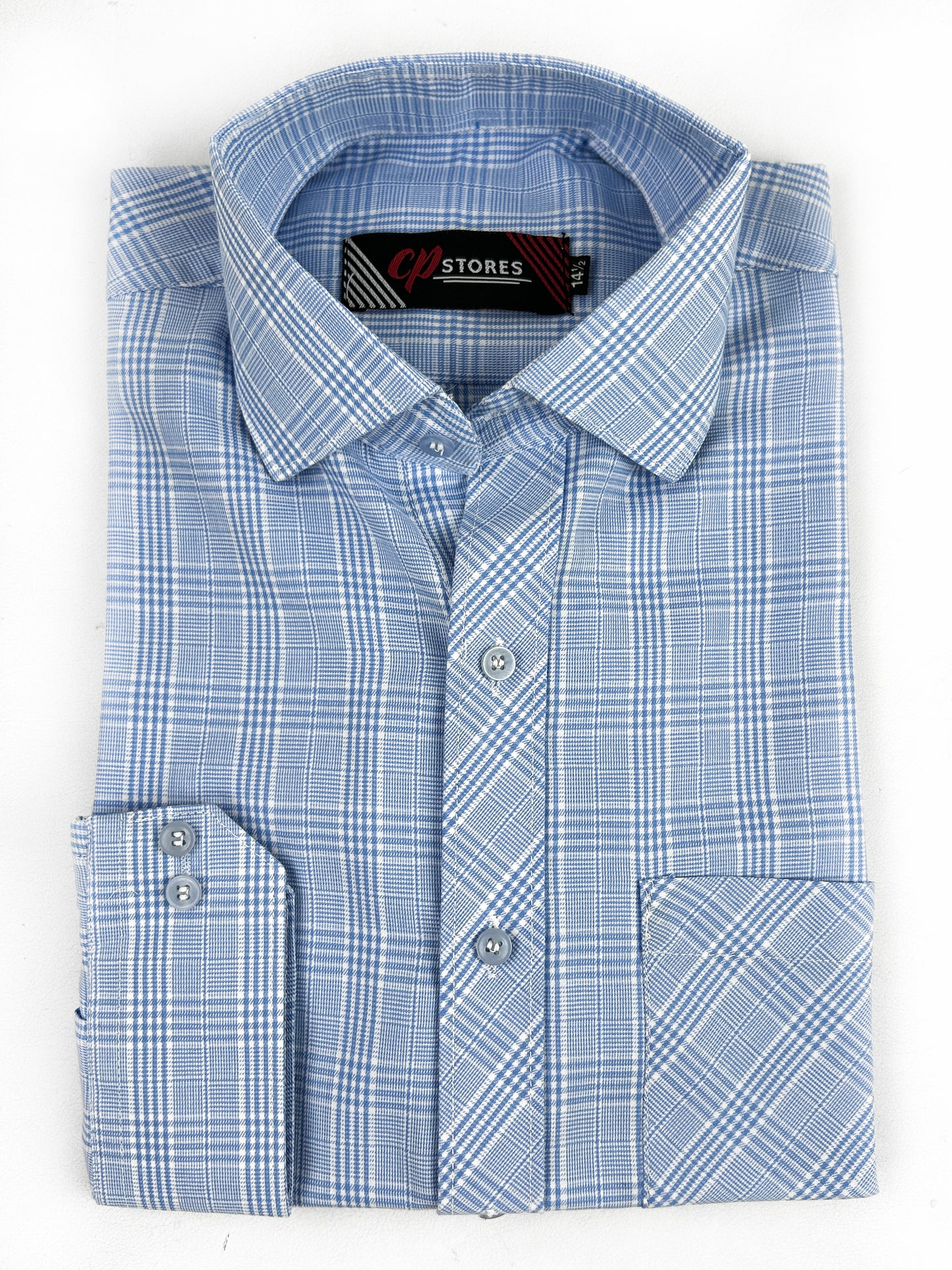 Blue Checks Formal Dress Shirt For Men MFS310