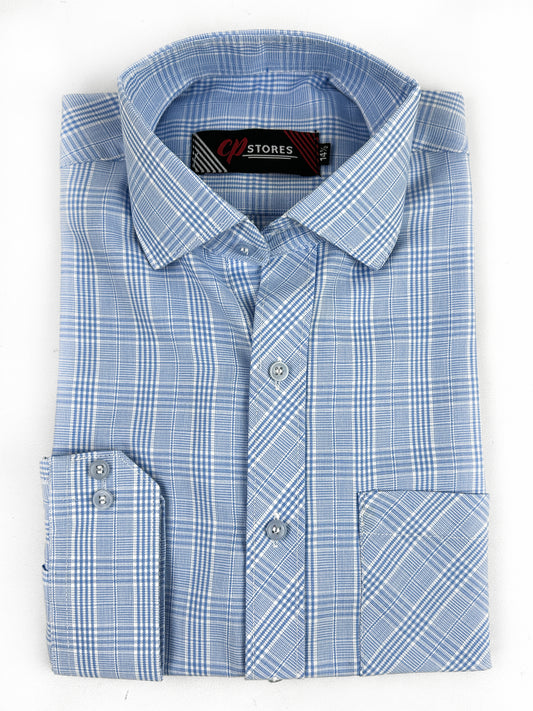 Blue Checks Formal Dress Shirt For Men MFS310