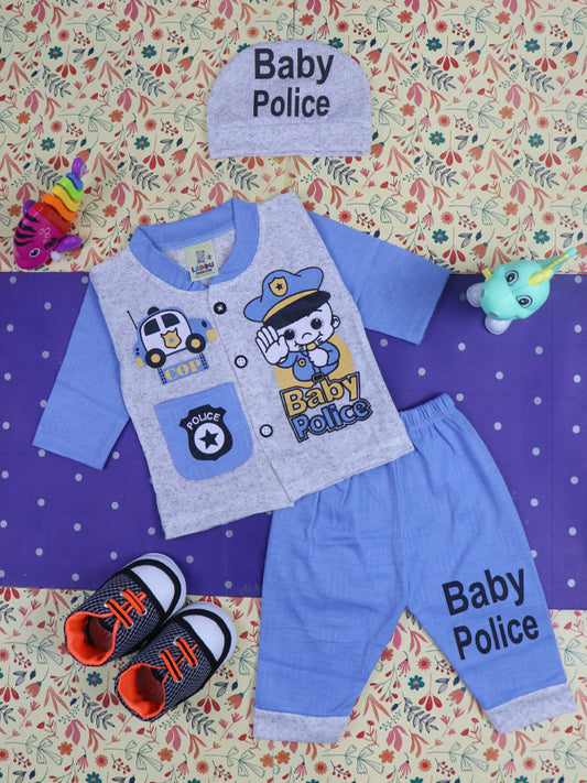 0Mth - 3Mth Police Blue Baba Suit For Newborns NBS87