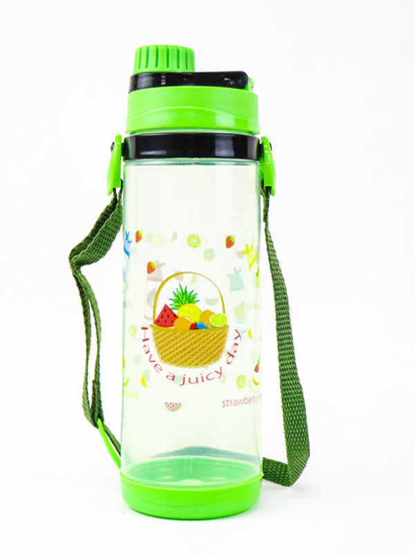 Green Plastic Water Bottle with Strings - 600ML