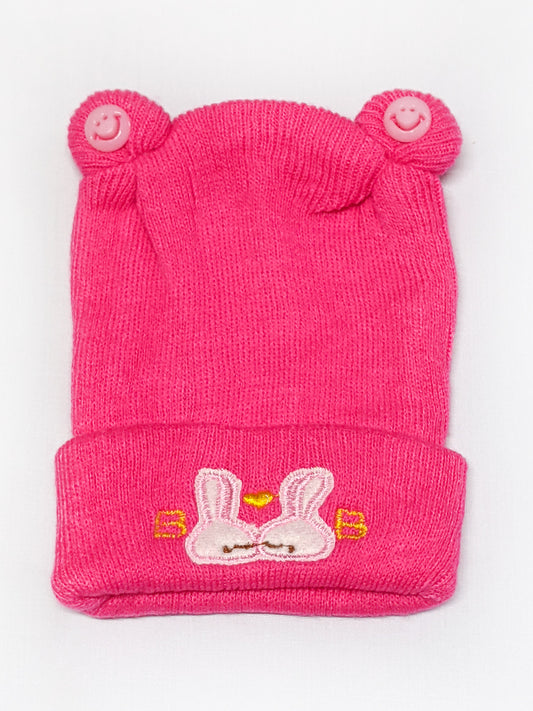 Dark Pink Beanie Winter Caps For Kids/Unisex Winter Hat/Warm Knitted Beanie for Kids KWC12