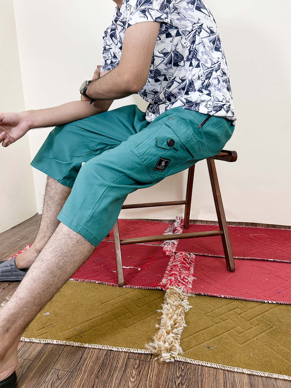 Green Cargo 3-QTR Cotton Short for Men MS126