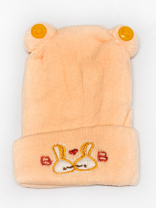 Light Peach Beanie Winter Caps For Kids/Unisex Winter Hat/Warm Knitted Beanie for Kids KWC12