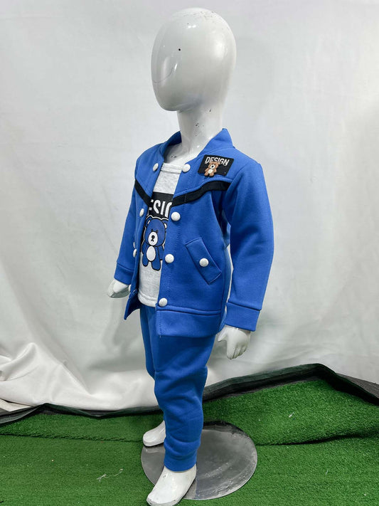 1Yr - 4Yrs Fleece Bear Blue Suit For Kids SF BS568