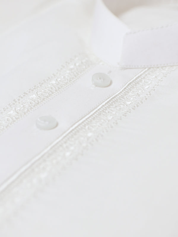 AM 100% Premium Cotton Kurta Sherwani Collar for Men Off White
