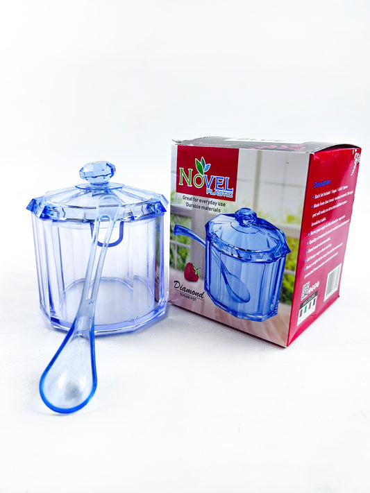 Blue Plastic Novel Sugar Pot Use Multipurpose