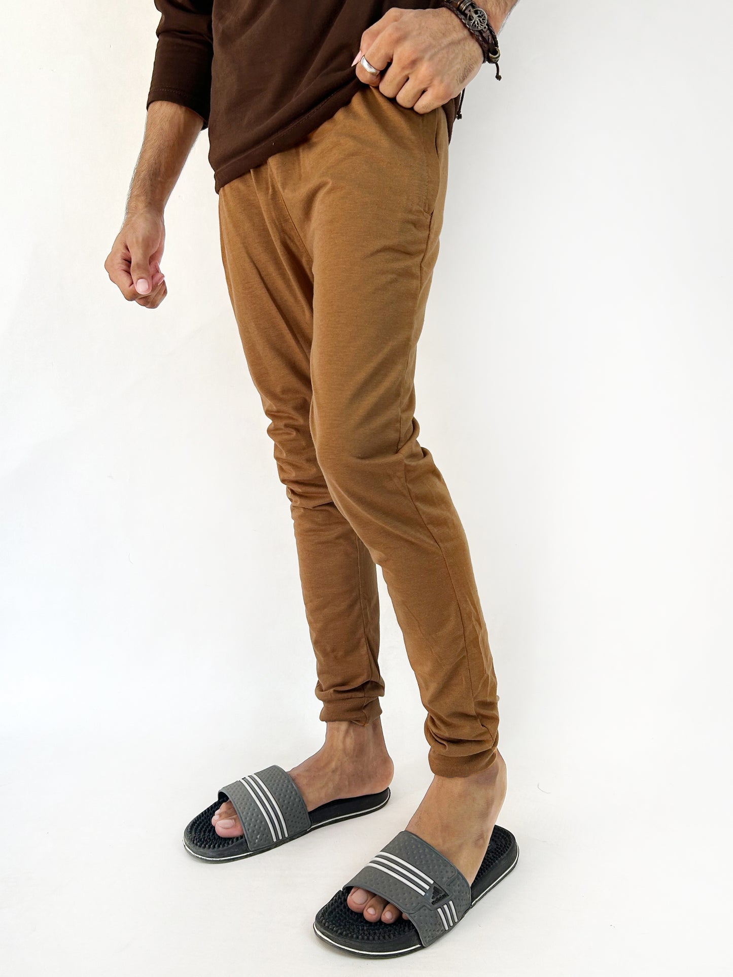 Brown Plain Jersey Trouser For Men SN MT100