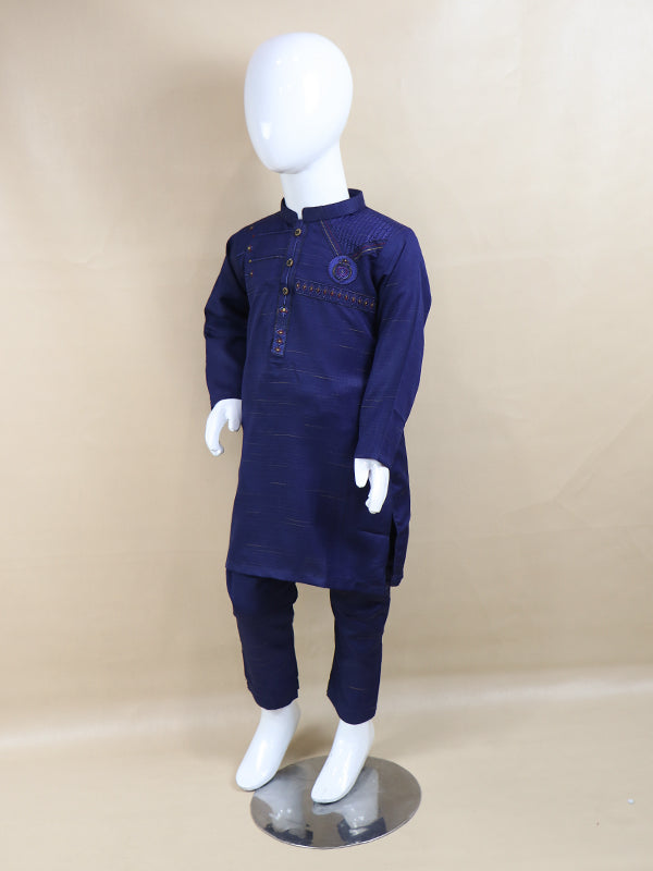 BKS04 AG Boys Kurta Pajama Suit 2Yrs - 14Yrs Multi Embroidery Dark Blue