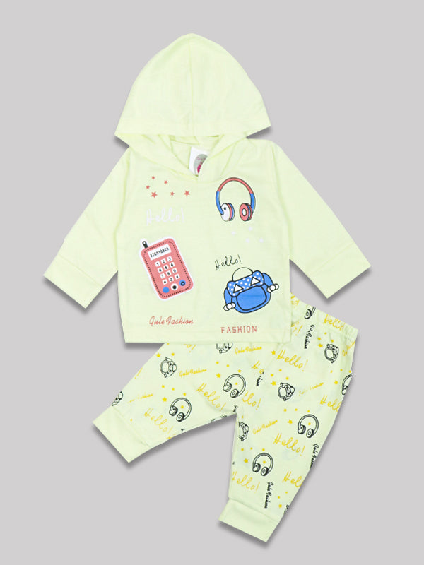 IC Girls Hooded Suit 4Yr - 7Yrs Hello Light Yellow