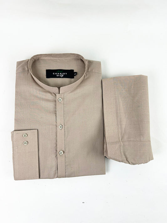 756-1 Beige 100% Cotton Stitched Suit Kameez Shalwar For Men MSK152