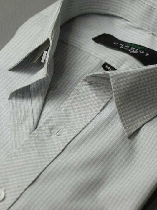 MFS04 Men's Formal Dress Shirt Light Grey Checks