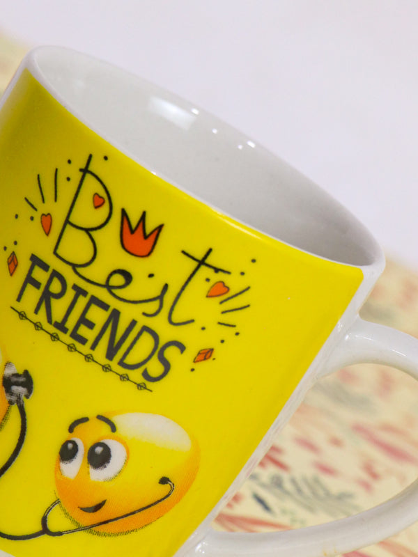 Yellow Friends Coffee Cup with Spoon & Lid Set