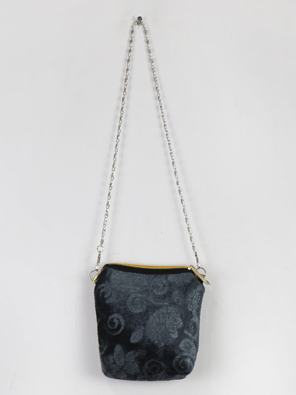 Stylish Velvet Handbag For Girls Flower Grey 52