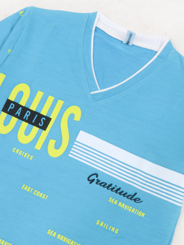 BTS06 Hello Too Boys T-Shirt 4Yrs - 8Yrs Gratitude Light Blue