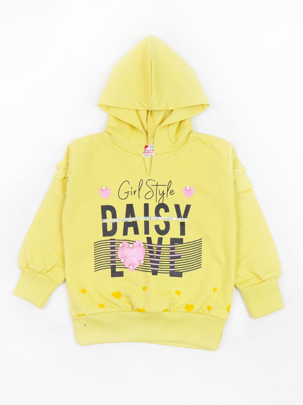 GTS02 MZ Girls Hooded T-Shirt 1 Yrs - 4 Yrs Daisy Love Light Yellow