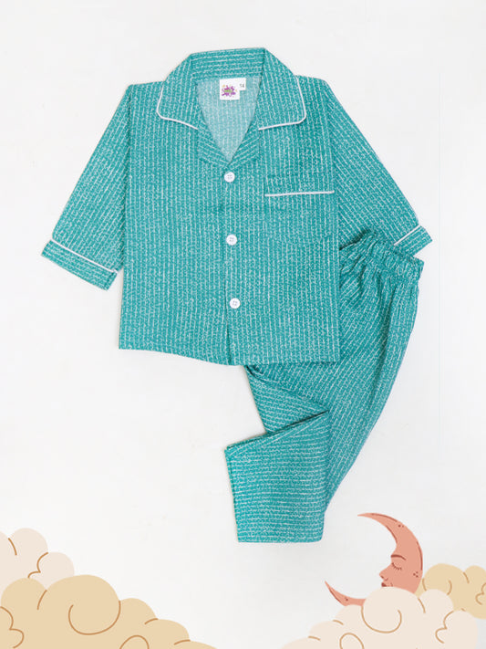 Kids Cotton Night Suits 2 Yrs - 7 Yrs WL Sea Green