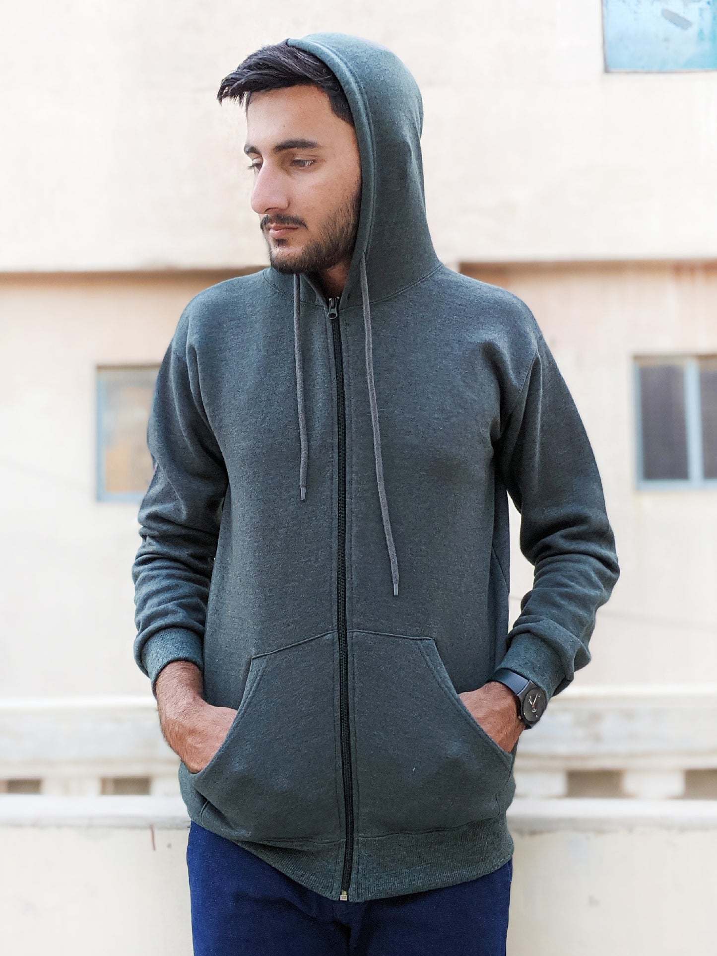 Grey Zipper Hoodie Unisex MM MH14