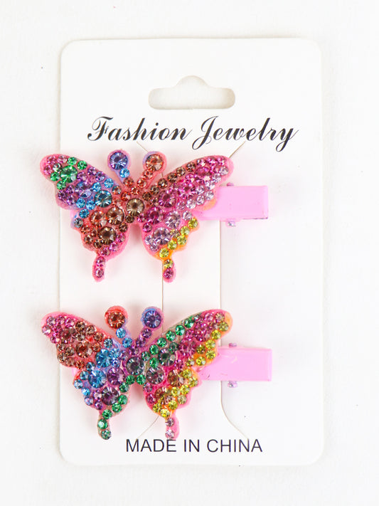 Pack of 2 Fancy Hairpins For Girls Butterfly - Pink