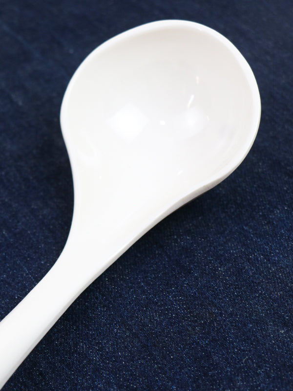 Melamine Spoon with Steel Handle White