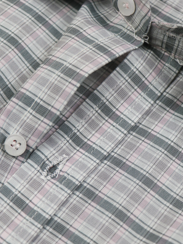 MFS17 AZ Men's Formal Dress Shirt Light Grey Check