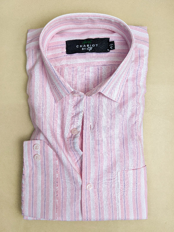 Pink Lines Formal Dress Shirt For Men ZH MFS69