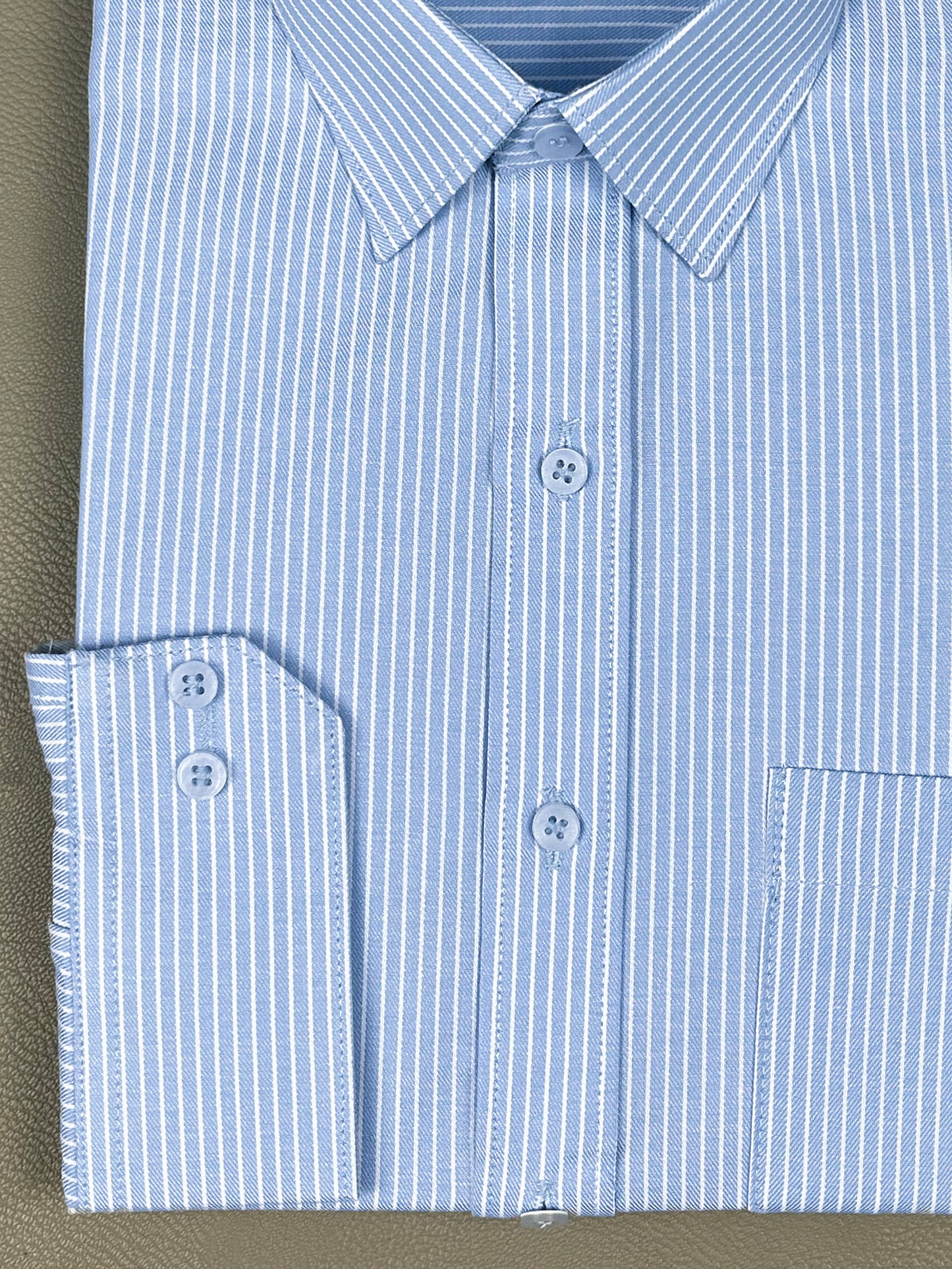 Blue W Lines Formal Dress Shirt For Men MFS194