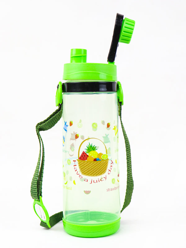 Green Plastic Water Bottle with Strings - 600ML