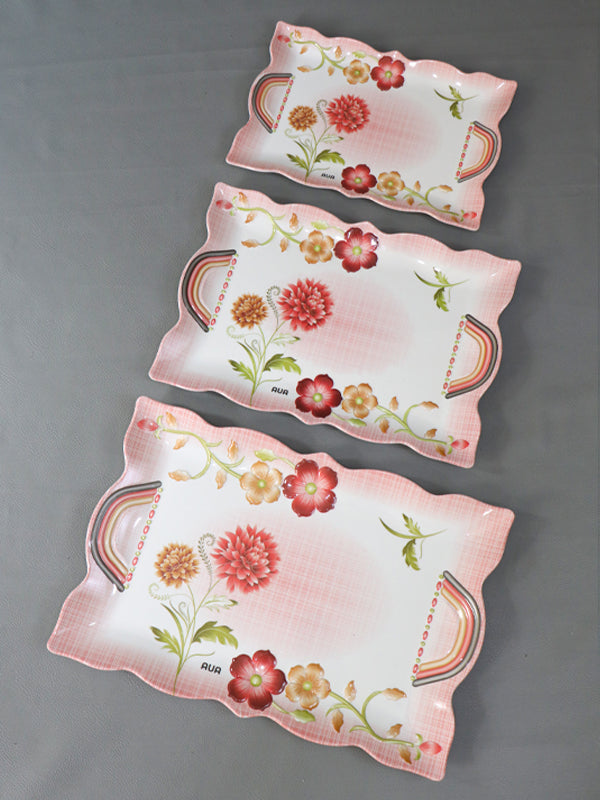 Pack of 3 Melamine Serving Tray D-04