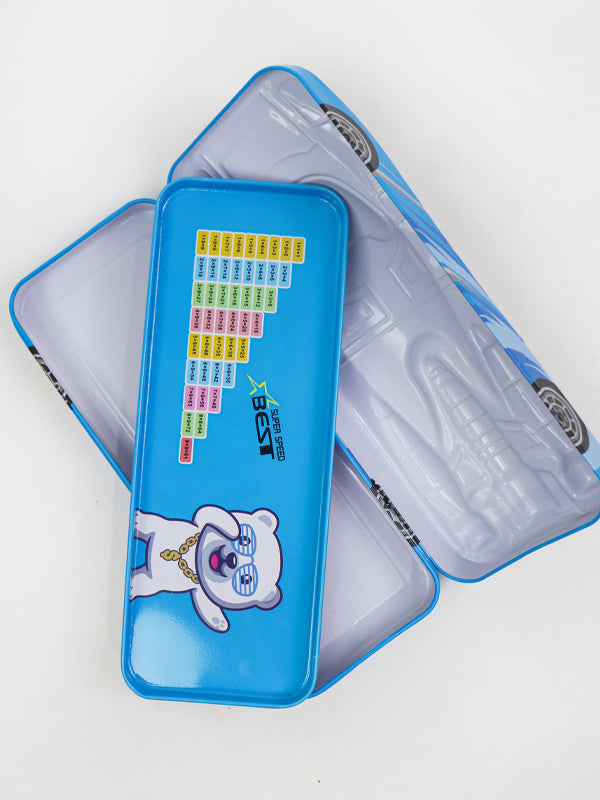 PB09 Metal Pencil Box For Kids Car Blue