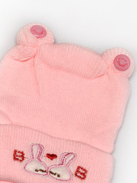 Light Pink Beanie Winter Caps For Kids/Unisex Winter Hat/Warm Knitted Beanie for Kids KWC12