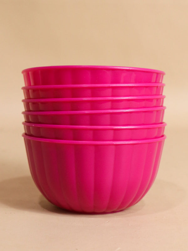 Pink Pack Of 6 Plastic Bowls MB14